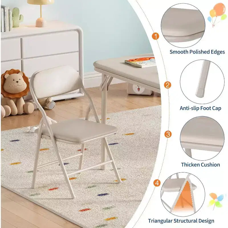 Ensemble table et chaises pliantes 5 pièces pour enfants, ensemble table et chaises d'activités pour tout-petits pour salle à manger, garderie, salles de classe