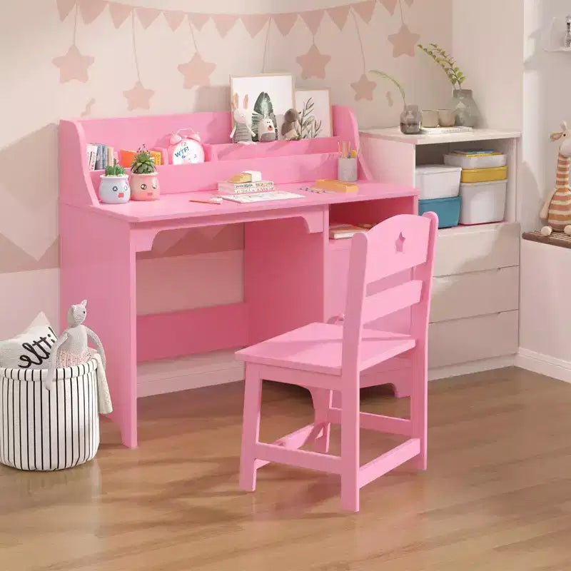 Kids Desk Study Desk - with Hutch, Storage Cabinet, Wooden Writing Table, Computer Workstation for Bedroom & Study Room