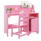 Bureau pour enfants - avec étagère, armoire de rangement, table d'écriture en bois, poste de travail informatique pour chambre à coucher et salle d'étude