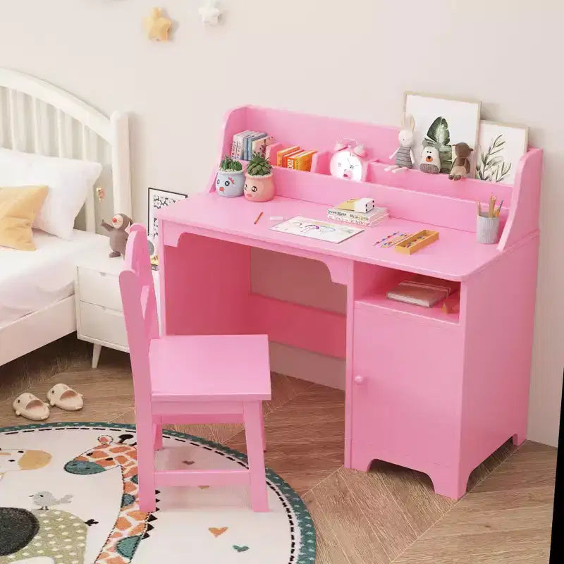 Bureau pour enfants - avec étagère, armoire de rangement, table d'écriture en bois, poste de travail informatique pour chambre à coucher et salle d'étude