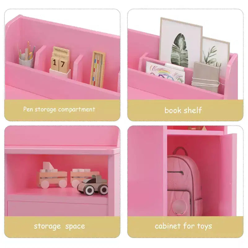 Bureau pour enfants - avec étagère, armoire de rangement, table d'écriture en bois, poste de travail informatique pour chambre à coucher et salle d'étude