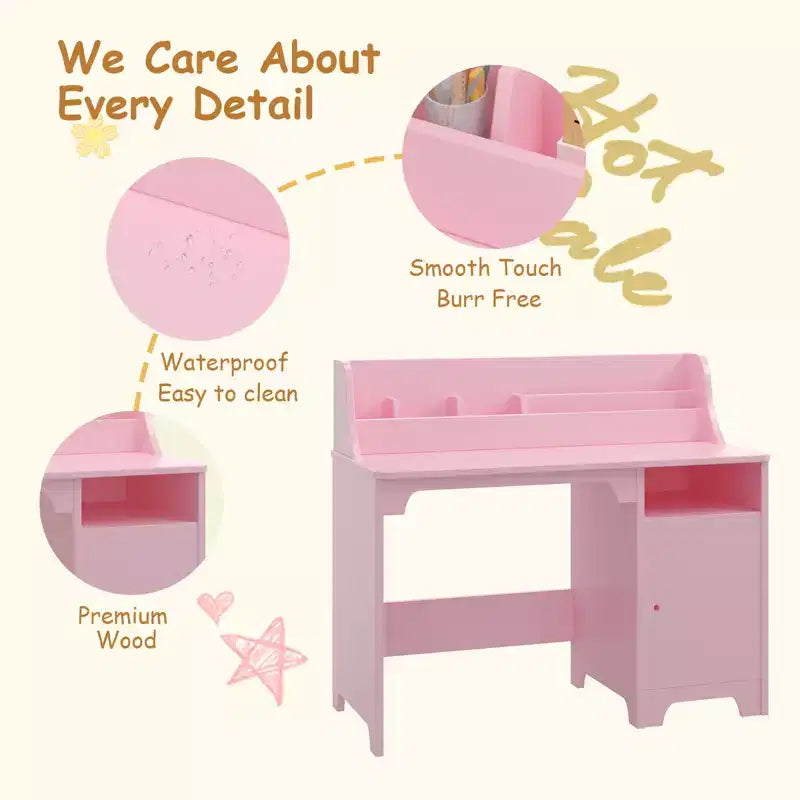 Bureau d'étude pour enfants, Meuble de rangement, Table d'écriture d'étude en bois pour enfants, Poste de travail informatique pour chambre d'enfant et salle d'étude