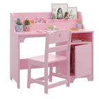 Study Desk for Kids, Storage Cabinet, Wooden Children Study Writing Table,Computer Workstation for Kids Bedroom & Study Room