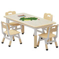 Kids Table and Chair Set, Children Activity Desk w/Easy Wipe Graffiti Desktop & Non-Slip Legs, Height Adjustable Toddler Table & 4 Chairs Set
