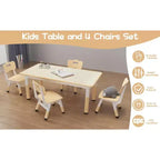 Ensemble Table et Chaises pour Enfants, Bureau d'Activités pour Enfants avec Plateau Anti-Graffiti Facile à Nettoyer et Pieds Antidérapants, Table Réglable en Hauteur et 4 Chaises