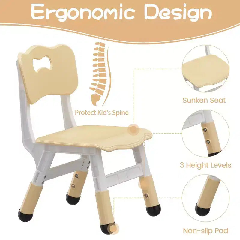 Ensemble Table et Chaises pour Enfants, Bureau d'Activités pour Enfants avec Plateau Anti-Graffiti Facile à Nettoyer et Pieds Antidérapants, Table Réglable en Hauteur et 4 Chaises