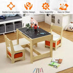 Ensembles Table et Chaises pour Enfants 4 en 1 Table d'Activités en Bois pour Enfants avec Rangement Plateau Amovible avec Tableau Noir pour Dessin Lecture Artisanat