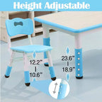 Ensemble table et chaises pour enfants TROPOW, Table d'activités et de bricolage pour tout-petits réglable en hauteur et ensemble de 6 chaises pour les 2-10 ans, Table d'activités artistiques pour enfants de 136 kg max, Bleu