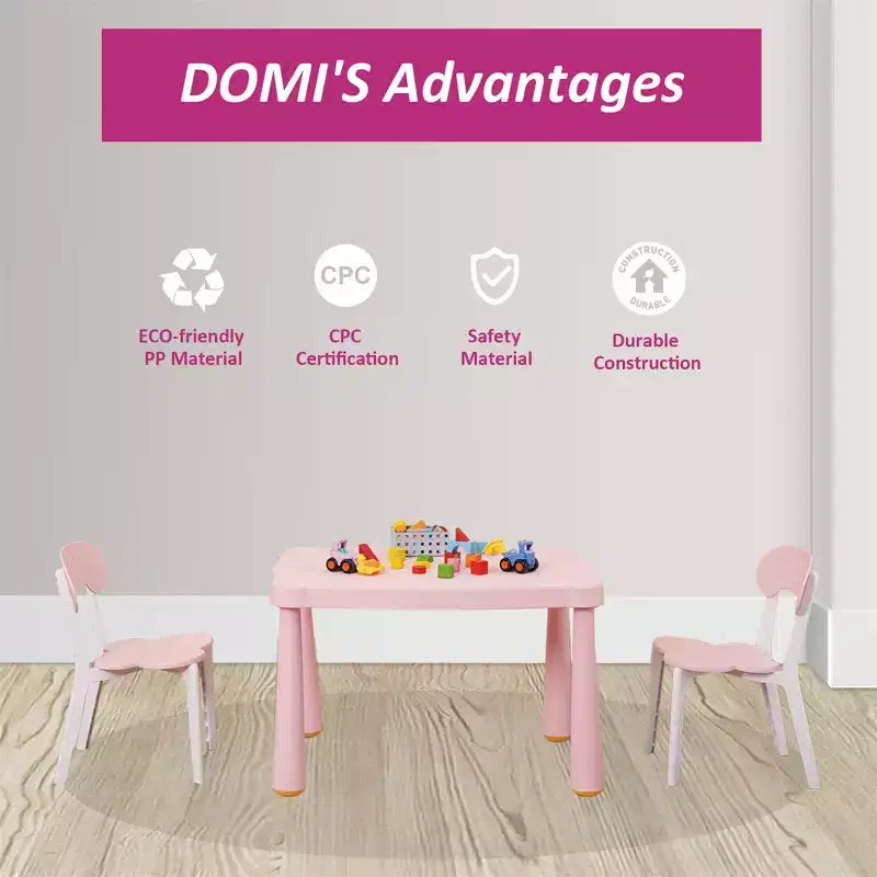 Ensemble Table et Chaises Enfants Presence, Ensemble Table et 2 Chaises pour Tout-Petits, Table d'Activités en Plastique pour Enfants