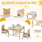 Costway Table et Chaises pour Enfants 4 en 1 Table d'Activités pour Enfants avec Tableau pour Dessin Gris+Naturel/Orange+Naturel