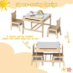 Costway Table et Chaises pour Enfants 4 en 1 Table d'Activités pour Enfants avec Tableau pour Dessin Gris+Naturel/Orange+Naturel
