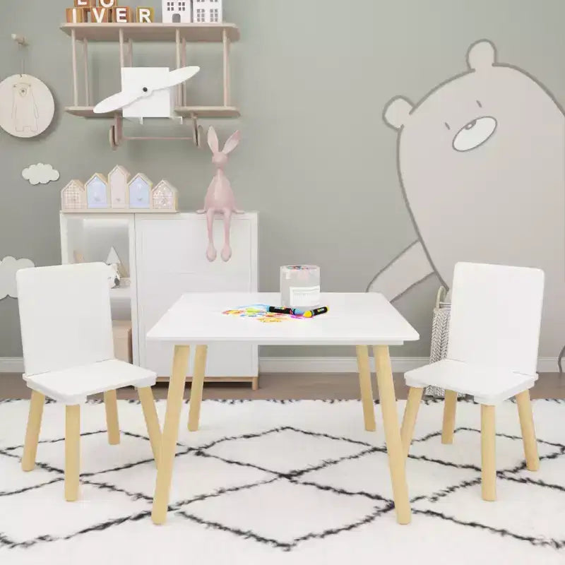 Ensemble table et chaises pour enfants, ensemble de table et 2 chaises pour enfants pour la crèche et les salles de classe, mobilier de chambre d'enfant