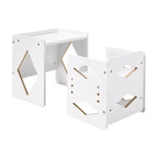 VEVOR Montessori Weaning Table and Chair Set, Wooden Toddler Table and Chair Set for Aged 1-5, Adjustable Height Kids Chair and Activity Table,White