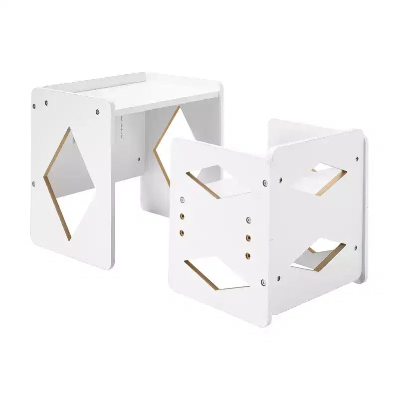 VEVOR Montessori Weaning Table and Chair Set, Wooden Toddler Table and Chair Set for Aged 1-5, Adjustable Height Kids Chair and Activity Table,White
