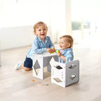 VEVOR Ensemble table et chaise Montessori pour le sevrage, ensemble table et chaise en bois pour tout-petits de 1 à 5 ans, chaise et table d'activités réglables en hauteur pour enfants, blanc