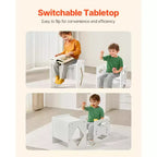 VEVOR Ensemble table et chaise Montessori pour le sevrage, ensemble table et chaise en bois pour tout-petits de 1 à 5 ans, chaise et table d'activités réglables en hauteur pour enfants, blanc