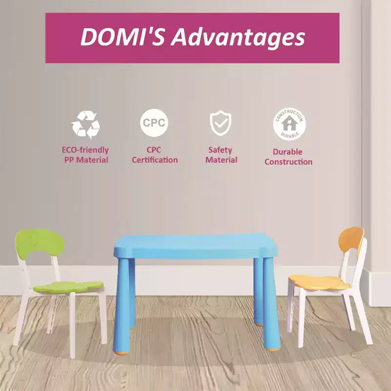 Table et chaise pour enfants, ensemble de table et chaises 3 pièces pour tout-petits, table d'activités en plastique pour enfants pour la lecture, la maternelle, le dessin, les tout-petits, la salle de jeux (tricolore)