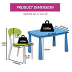 Table et chaise pour enfants, ensemble de table et chaises 3 pièces pour tout-petits, table d'activités en plastique pour enfants pour la lecture, la maternelle, le dessin, les tout-petits, la salle de jeux (tricolore)