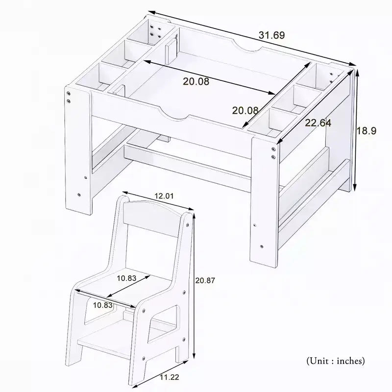Ensemble de table et chaises pour enfants, table d'activités d'apprentissage moderne, table d'activités pour enfants avec plateau 2 en 1, mobilier de jeu pour jouer et dessiner