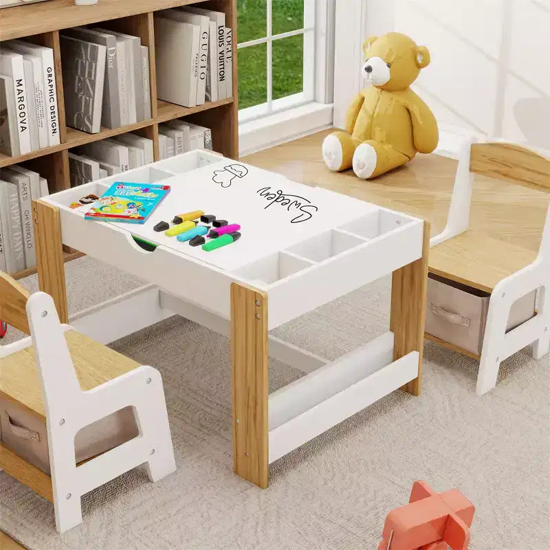 Ensemble de table et chaises pour enfants, table d'activités d'apprentissage moderne, table d'activités pour enfants avec plateau 2 en 1, mobilier de jeu pour jouer et dessiner
