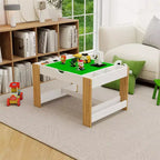 Table de jeu 2-en-1 pour enfants, table d'activités et d'apprentissage moderne avec 6 compartiments de rangement compatibles avec les blocs de construction, mobilier de jeu