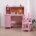 COZONY Kids Desk & Chair Set, Wooden Study Desk with Bookshelf, Bulletin Board, Drawer, Cabinet for Boys & Girls, Adjustable Chair, for Ages 3-8