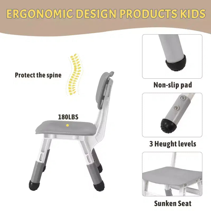 Table et 6 Chaises pour Enfants Réglables en Hauteur pour les 2-10 Ans, Supporte Jusqu'à 136 kg, Table Multi-Activités pour Enfants, pour Salles de Classe, Garderies, Maisons