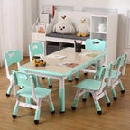 Table et 6 Chaises pour Enfants Réglables en Hauteur pour les 2-10 Ans, Supporte Jusqu'à 136 kg, Table Multi-Activités pour Enfants, pour Salles de Classe, Garderies, Maisons