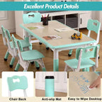 Table et 6 Chaises pour Enfants Réglables en Hauteur pour les 2-10 Ans, Supporte Jusqu'à 136 kg, Table Multi-Activités pour Enfants, pour Salles de Classe, Garderies, Maisons