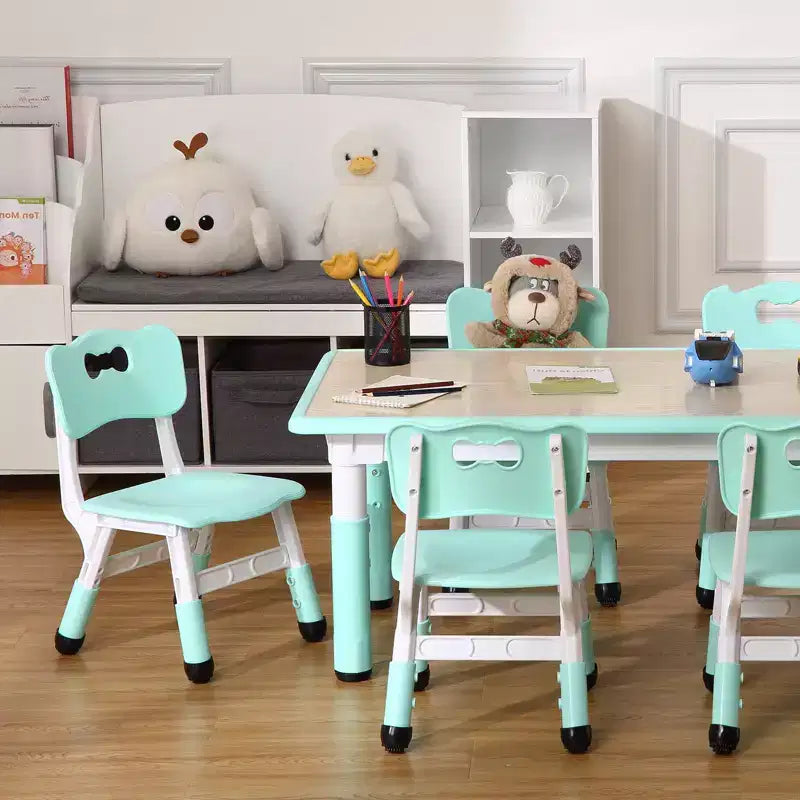 Table et 6 Chaises pour Enfants Réglables en Hauteur pour les 2-10 Ans, Supporte Jusqu'à 136 kg, Table Multi-Activités pour Enfants, pour Salles de Classe, Garderies, Maisons