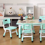 Table et 6 Chaises pour Enfants Réglables en Hauteur pour les 2-10 Ans, Supporte Jusqu'à 136 kg, Table Multi-Activités pour Enfants, pour Salles de Classe, Garderies, Maisons