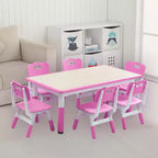 Table et 6 Chaises pour Enfants Réglables en Hauteur pour les 2-10 Ans, Supporte Jusqu'à 136 kg, Table Multi-Activités pour Enfants, pour Salles de Classe, Garderies, Maisons