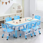 Table et 6 Chaises pour Enfants Réglables en Hauteur pour les 2-10 Ans, Supporte Jusqu'à 136 kg, Table Multi-Activités pour Enfants, pour Salles de Classe, Garderies, Maisons