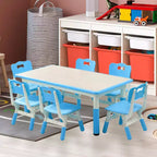 Table et 6 Chaises pour Enfants Réglables en Hauteur pour les 2-10 Ans, Supporte Jusqu'à 136 kg, Table Multi-Activités pour Enfants, pour Salles de Classe, Garderies, Maisons
