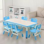 Table et 6 Chaises pour Enfants Réglables en Hauteur pour les 2-10 Ans, Supporte Jusqu'à 136 kg, Table Multi-Activités pour Enfants, pour Salles de Classe, Garderies, Maisons