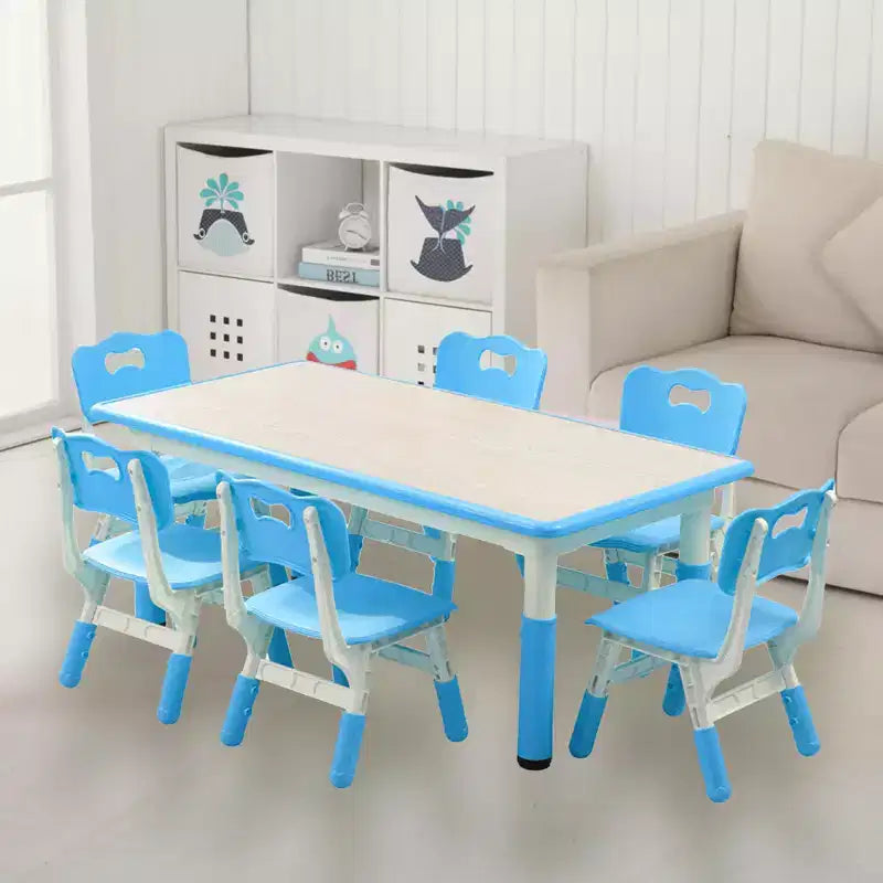 Table et 6 Chaises pour Enfants Réglables en Hauteur pour les 2-10 Ans, Supporte Jusqu'à 136 kg, Table Multi-Activités pour Enfants, pour Salles de Classe, Garderies, Maisons