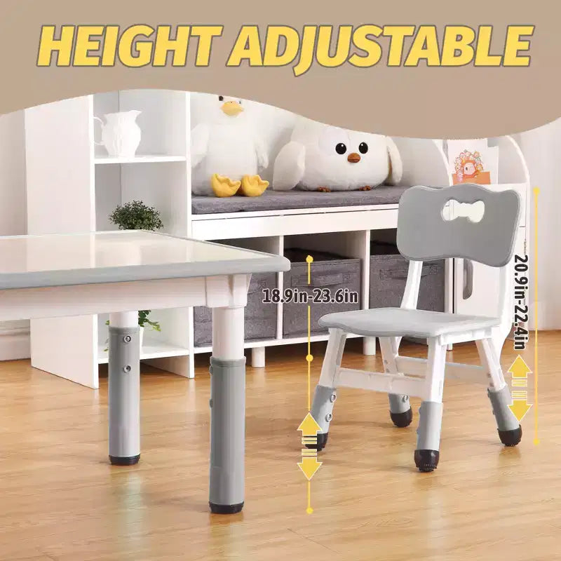 Table et 6 Chaises pour Enfants Réglables en Hauteur pour les 2-10 Ans, Supporte Jusqu'à 136 kg, Table Multi-Activités pour Enfants, pour Salles de Classe, Garderies, Maisons