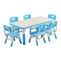Height Adjustable Kids Table and 6 Chair Set for Ages 2-10, Supports Up to 300 Lbs, Children Multi-Activity Table, for Classrooms, Daycares, Homes