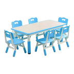 Height Adjustable Kids Table and 6 Chair Set for Ages 2-10, Supports Up to 300 Lbs, Children Multi-Activity Table, for Classrooms, Daycares, Homes