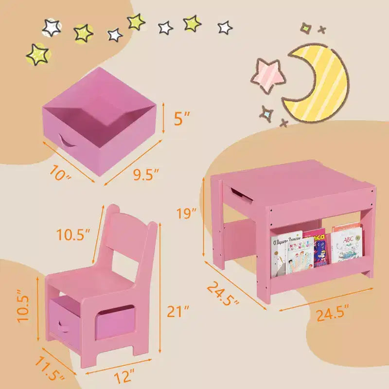 Table et chaises d'activités 3 en 1 pour enfants GustoWave, avec 2 chaises, bureau d'art pour tout-petits pour la maison, la garderie, la salle de jeux