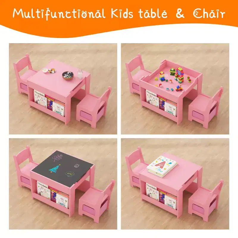 Table et chaises d'activités 3 en 1 pour enfants GustoWave, avec 2 chaises, bureau d'art pour tout-petits pour la maison, la garderie, la salle de jeux