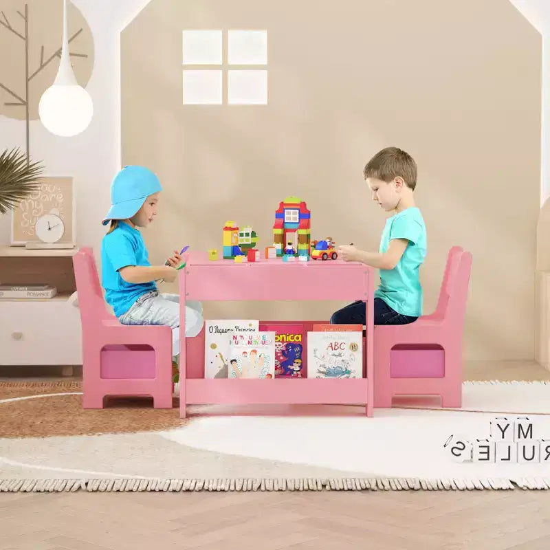 Table et chaises d'activités 3 en 1 pour enfants GustoWave, avec 2 chaises, bureau d'art pour tout-petits pour la maison, la garderie, la salle de jeux