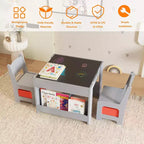 Table et chaises d'activités 3 en 1 pour enfants GustoWave, avec 2 chaises, bureau d'art pour tout-petits pour la maison, la garderie, la salle de jeux