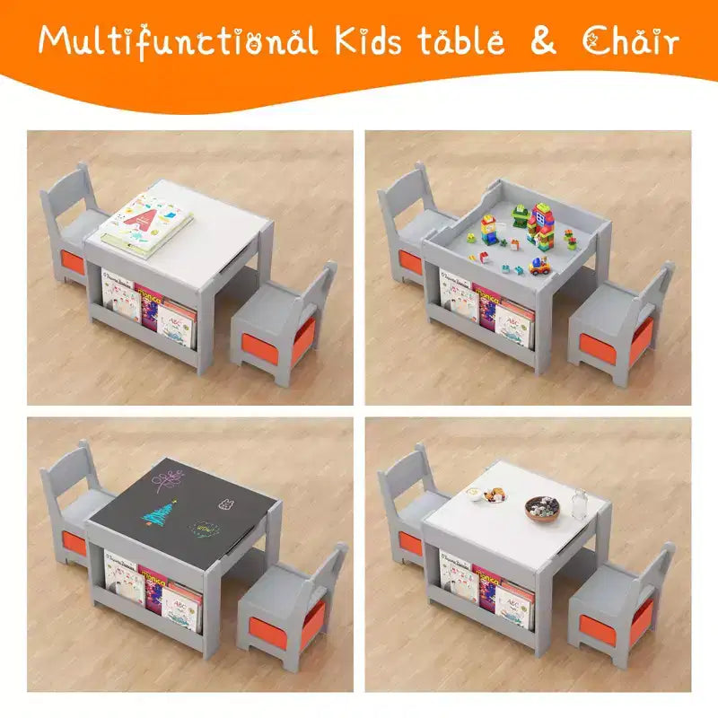 Table et chaises d'activités 3 en 1 pour enfants GustoWave, avec 2 chaises, bureau d'art pour tout-petits pour la maison, la garderie, la salle de jeux