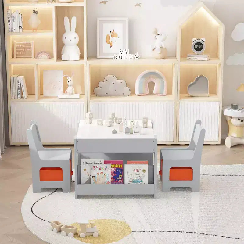 Table et chaises d'activités 3 en 1 pour enfants GustoWave, avec 2 chaises, bureau d'art pour tout-petits pour la maison, la garderie, la salle de jeux
