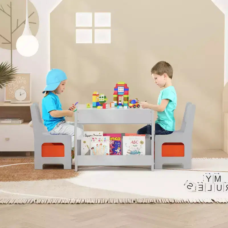 Table et chaises d'activités 3 en 1 pour enfants GustoWave, avec 2 chaises, bureau d'art pour tout-petits pour la maison, la garderie, la salle de jeux
