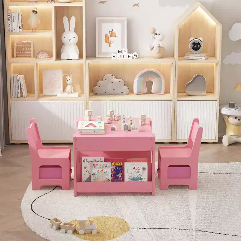 Table et chaises d'activités 3 en 1 pour enfants GustoWave, avec 2 chaises, bureau d'art pour tout-petits pour la maison, la garderie, la salle de jeux