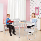Ensemble table et chaises pliantes en métal GustoWave, chaises pliantes rembourrées en cuir avec coussin confortable et cadre en acier durable, table carrée