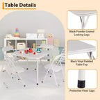 Ensemble table et chaises pliantes en métal GustoWave, chaises pliantes rembourrées en cuir avec coussin confortable et cadre en acier durable, table carrée