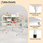 Ensemble table et chaises pliantes en métal GustoWave, chaises pliantes rembourrées en cuir avec coussin confortable et cadre en acier durable, table carrée